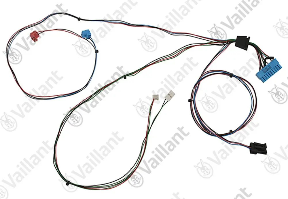 Vaillant Kabelbaum mit mehreren farbigen Drähten und Steckverbindern, geeignet für die Verbindung von Signalen in Heizsystemen.
